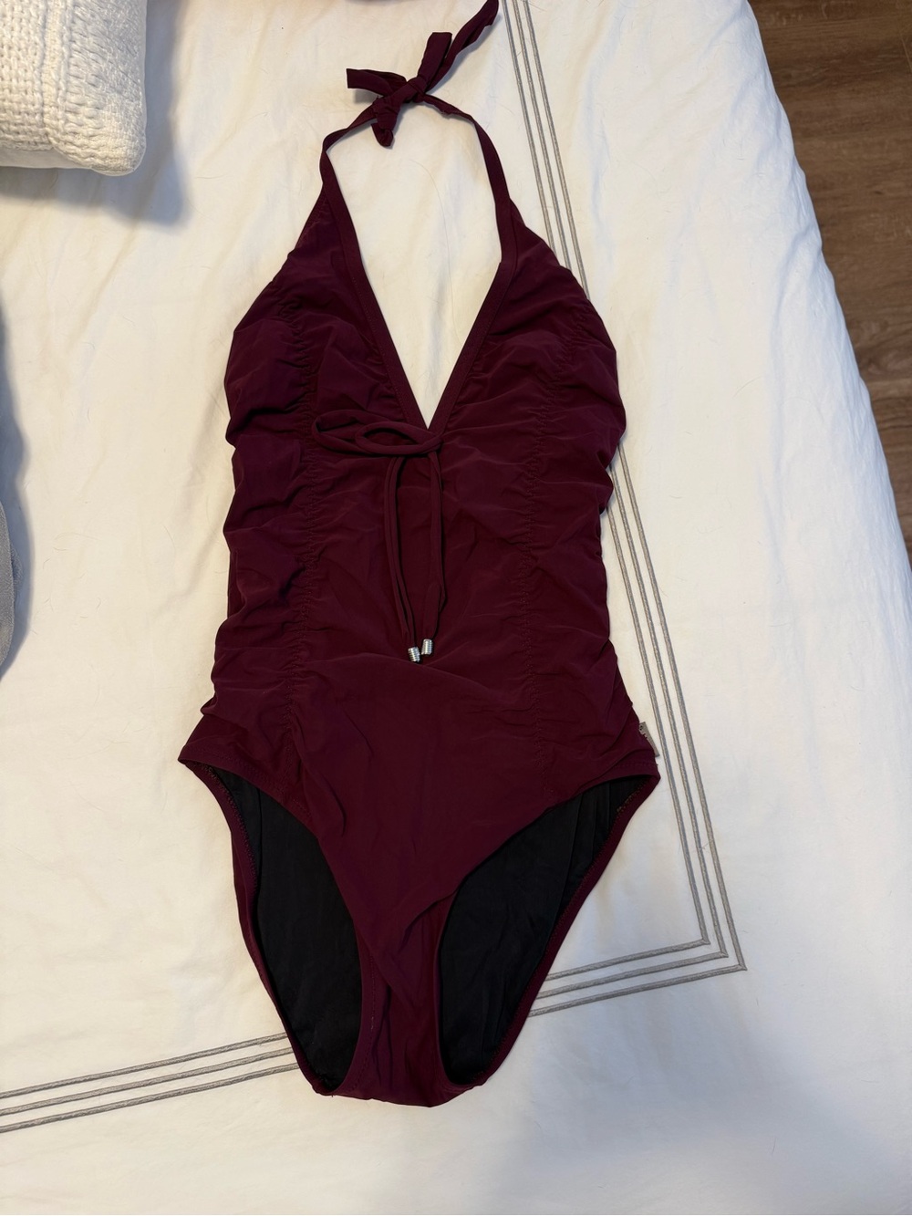 Shan burgundy rouched one piece